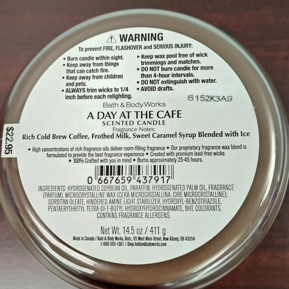 Bath & Body Works A DAY AT THE CAFE Tri-Layer 3-Wick Candle